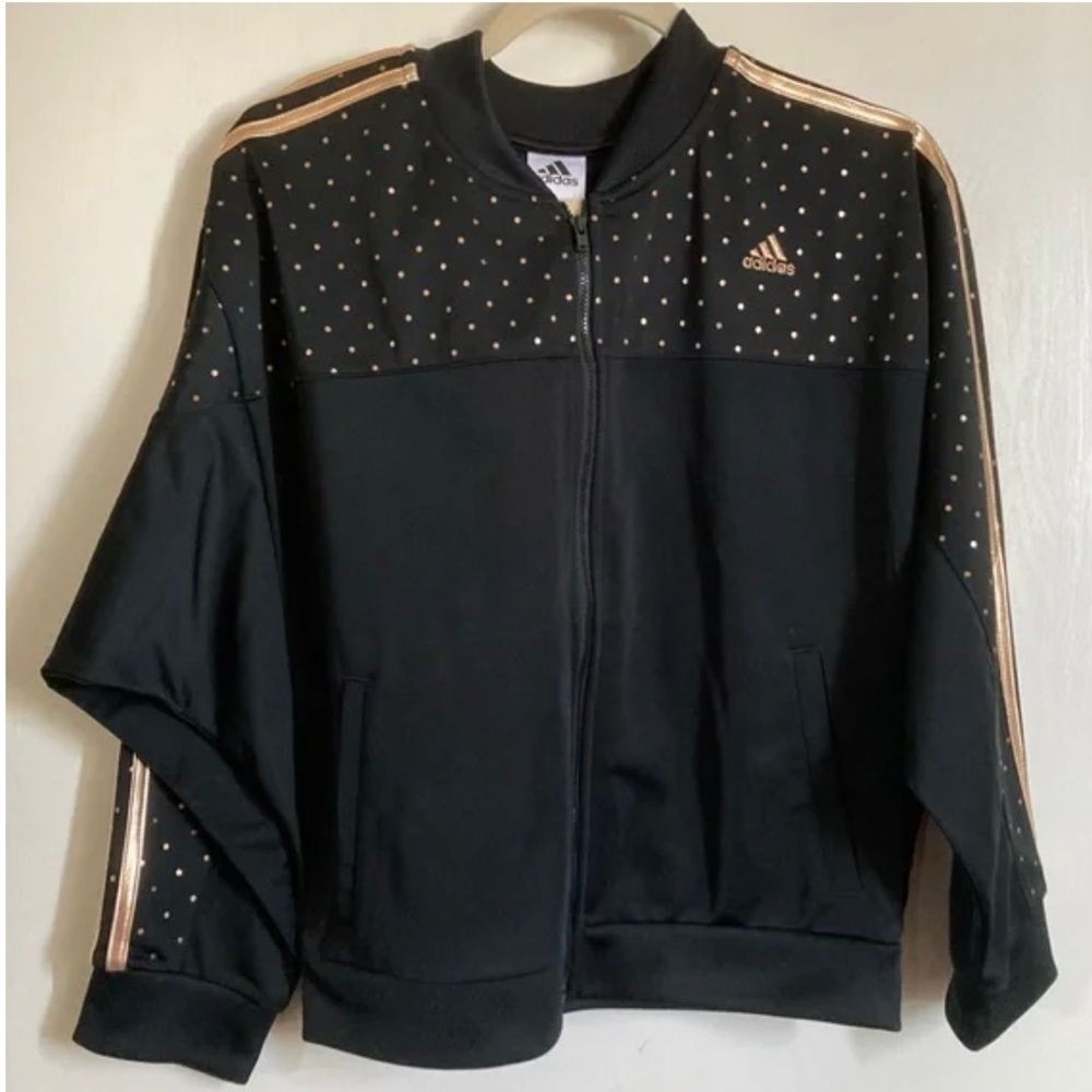 Adidas Black with Rose Gold Accents on Zip Up Jacket